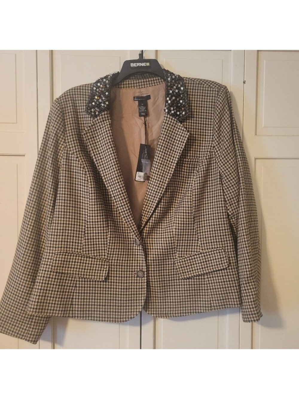Lane Bryant NWT Houndstooth Jeweled Collar Blazer Size 26